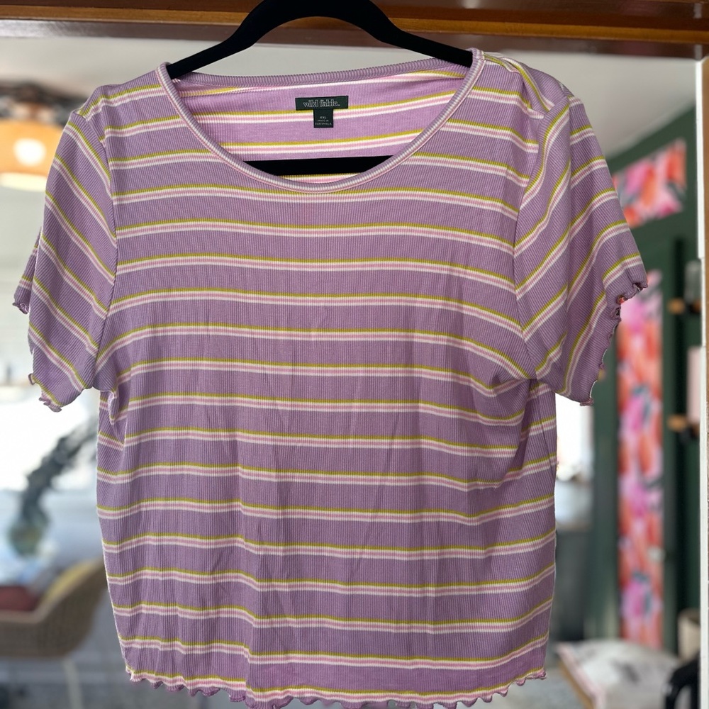 Wild Fable Retro Lettuce Hem Baby Tee Crop
